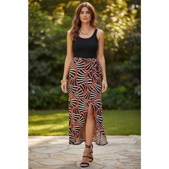 New York & Company Dresses & Skirts - NY & Company Maxi Slit Skirt Plus Sz XXL Exotic Mediterranean Tiger Coquette